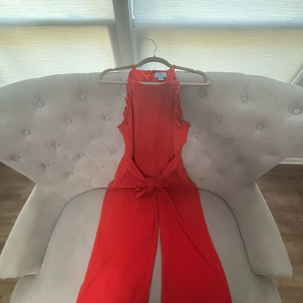 CeCe Red Ruffle Jumpsuit - Picture 2 of 4
